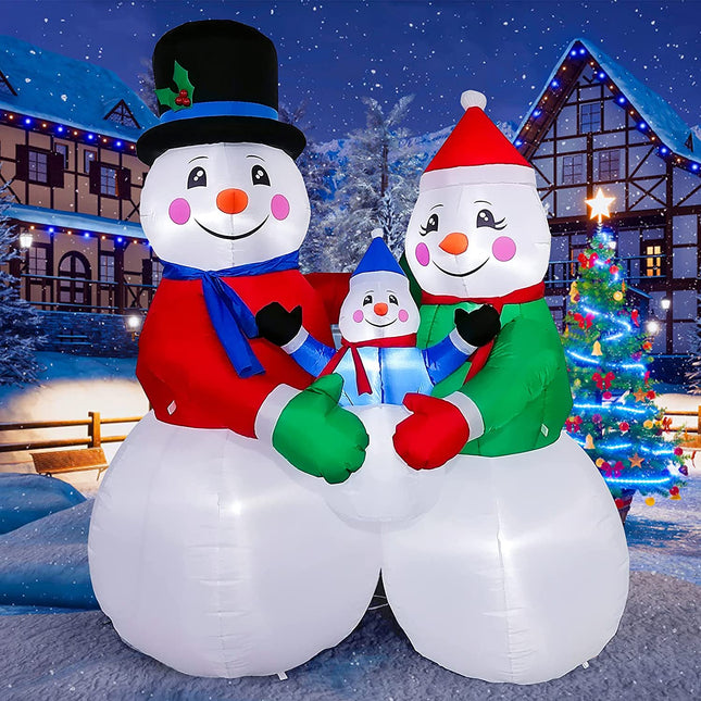 6FT Christmas Inflatables Decorations Snowman Outdoor Decorations with Build-In LED Lights, a Family of Three Snowmen Blow up Yard Decoration Xmas Inflatables for Indoor Outdoor, Lawn, Garden