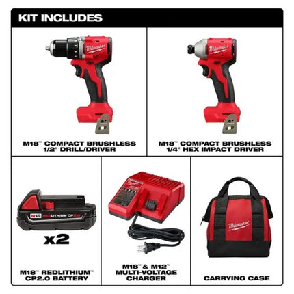 3692-22CT M18 Compact Brushless 2-Tool Combo Kit