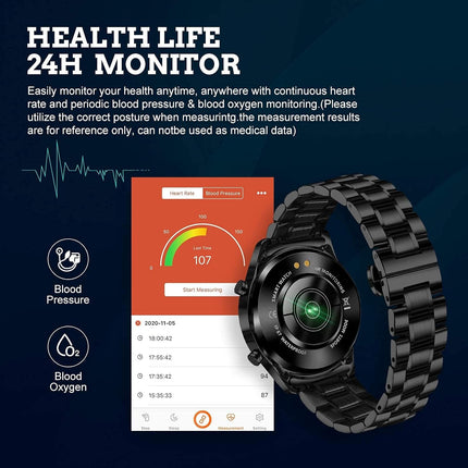 Smart Watch for Android Ios, Bluetooth Calls Voice Chat with Heart Rate/Sleep Monitor Fitness Tracker, 1.3" Full Touch Screen IP67 Waterproof Stainless Steel Activity Tracker for Men