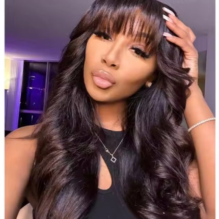 Pre Everything Glueless 13x5 Body Wave Lace Front Wig With Bangs Hd Pre Cut Lace Human Hair Wig For Black Women