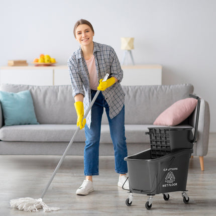 Mop Bucket with Wringer on Wheels for Floor Cleaning