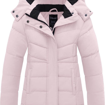 Girl'S Puffer Jacket Warm Insulated Winter Coat Lightweight Water-Resistant Padded Parka with Hood