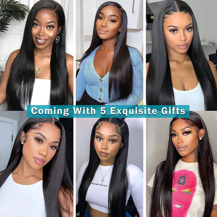 Straight Lace Front Wigs Human Hair HD Transparent 13X4 Lace Frontal Wigs for Black Women Human Hair Pre Plucked with Baby Hair Unprocessed Brazilian Virgin Hair Natural Color (Straight Wigs 18 Inch)