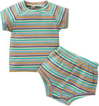 Newborn Baby Girl Boy Autume Clothes Long Sleeve Bodysuit Top+Flared Trousers Pant Set Solid Outfit 2Pcs (Shorts Set-Striped Blue&Green, 2-3 T)