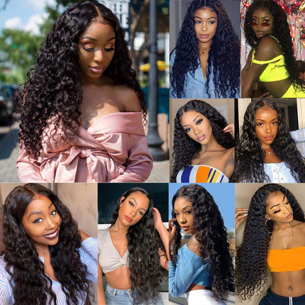 Curly Lace Front Wig Human Hair,Hd Transparent Lace Front Wigs Human Hair Pre Plucked,Wet and Wavy Wigs Human Hair,16Inch ,13X4X1 Glueless Water Wave Lace Front Wigs Human Hair for Black Women