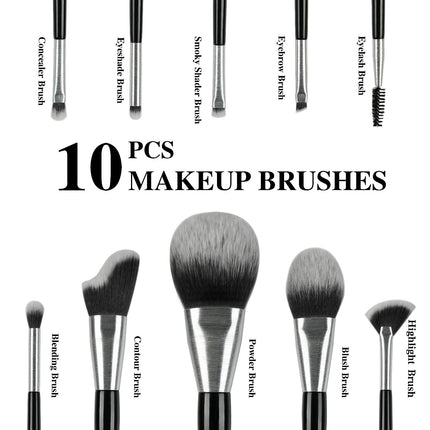 Beli 10pcs Professional Makeup Brush Set New Design Brushed Tube Makeup Brushes
