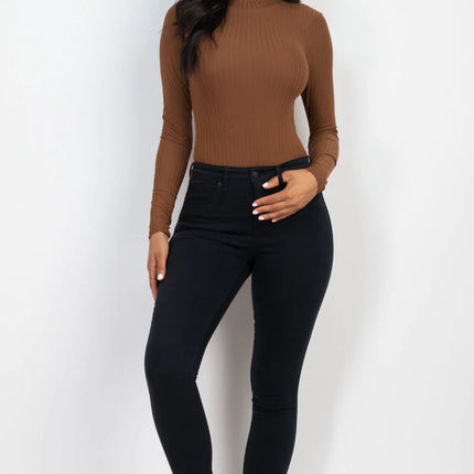 Ribbed Turtle Neck Long Sleeve Bodysuit (CAPELLA)