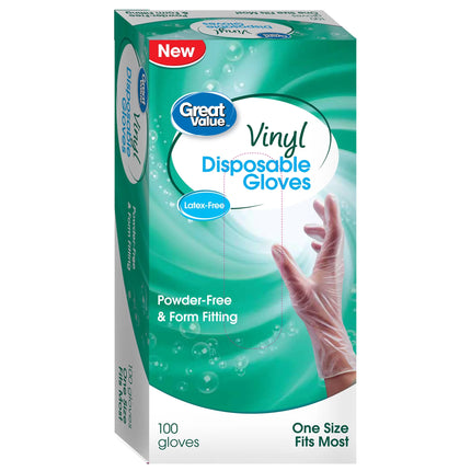 Disposable Vinyl Gloves, 100 Count