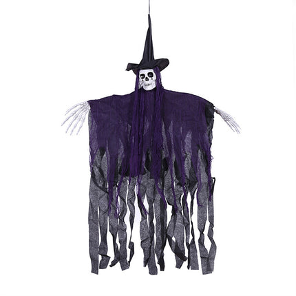 Halloween Hanging Ghost, 32 X 40 Inch  Hanging Halloween Skeleton Ghosts Decorations, Grim Reapers for Best Halloween Outdoor Decorations, Purple