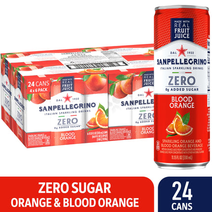 Italian Sparkling Drink, Zero Sugar, Aranciata Rossa, Orange & Blood Orange, 24 Cans