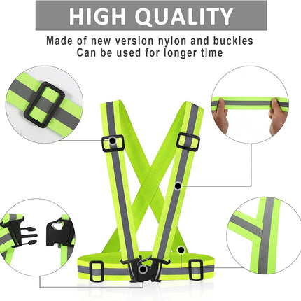 Reflective Vest - Running Vest Reflector, Reflective Running Vest with Safety Straps, High Visibility Reflector