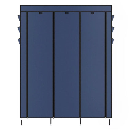 Portable Closet Storage Organizer Wardrobe Clothes Rack Shelves Navy Blue