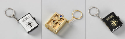 Mini HOLY Bible Keychain Religious Christian Jesus Cross Key Chain Women Prayer God Bless Gift Souvenirs Keyring