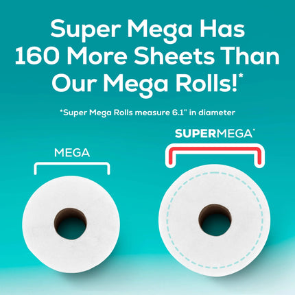 Toilet Paper, 6 Super Mega Rolls, 2-Ply Toilet Tissue