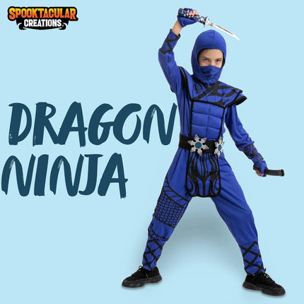 Boys Ninja Costume, Dragon Scales Ninja Costume for Kids Toddler Halloween Costume Themed Parties