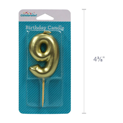 ! Gold Birthday Candle, Number 9