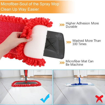 Spray Mop, Floor Mop, 550Ml Wet Jet Mop with 3 Free Reusable Microfiber Pads Multi Mop with Refillable Bottle for Hardwood Floor, Wood, Laminate (Red)