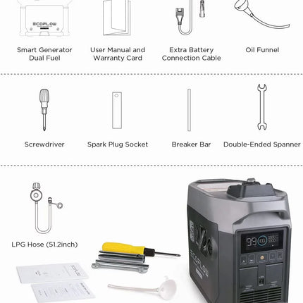 Smart Dual Fuel Generator,Gas/Lpg Inverter Generator,Integrates with Delta Pro/Delta Max/Delta 2,1800W AC Output,For Outdoor Camping,Home Backup,Emergency,Rv,Off-Grid