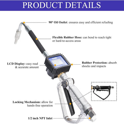 Electronic Metering Nozzle,Electronic Oil Gauge Gun With NPT Inlet