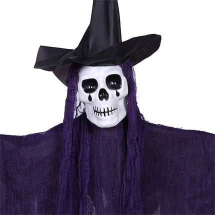 Halloween Hanging Ghost, 32 X 40 Inch  Hanging Halloween Skeleton Ghosts Decorations, Grim Reapers for Best Halloween Outdoor Decorations, Purple