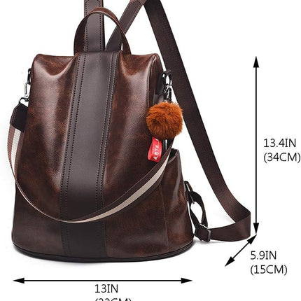 Women Backpack Purse anti Theft Waterproof Detachable Covertible Casual Travel Shoulder Bag (Coffee) Small