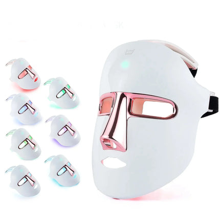 LED Face Mask - 7 Color Light Therapy for Facial Skin Care, Wrinkle Reduction and Acne Improvement