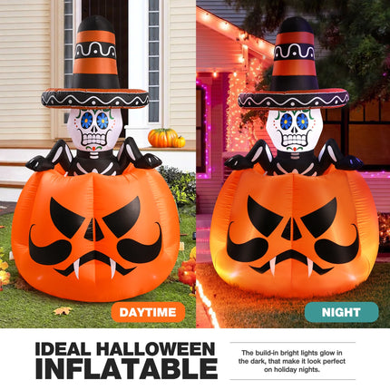 6FT Halloween Inflatables Pumpkin, Halloween Yard Inflatables Blow up Inflatables for Outdoor Indoor Garden Lawn, Halloween Decorations Outdoor