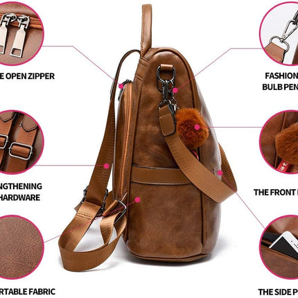 Women Backpack Purse PU Leather Anti-Theft Casual Shoulder Bag Fashion Ladies Satchel Bags