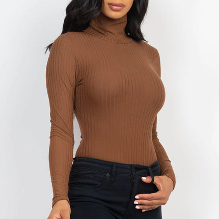 Ribbed Turtle Neck Long Sleeve Bodysuit (CAPELLA)