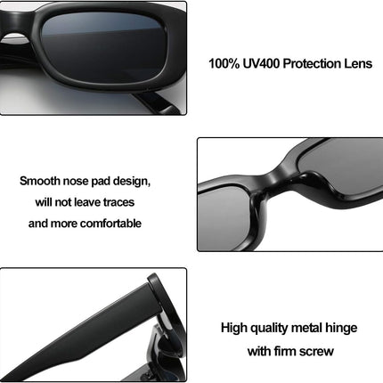 Rectangle Sunglasses for Women Men Trendy Retro Fashion Sunglasses UV 400 Protection Square Fram