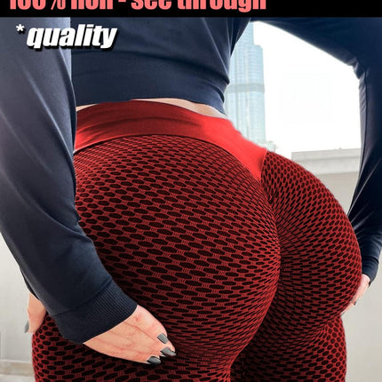 Christmas Leggings TIK Tok Leggings for Women Butt Lifting Sexy Textured Booty Tights High Waist Yoga Pants anti Cellulite Ruched Scrunch Workout Leggins Net Red Small