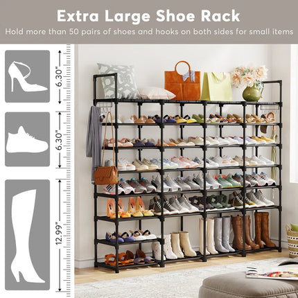 58 Pairs Large Shoe Rack Shoe Shelf Boots Shoe Organizer