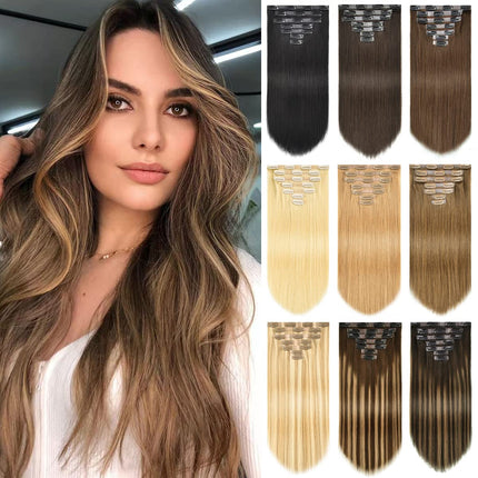 ROSEBUD Clip in Hair Extensions Real Human Hair Remy 7Pcs 16Clips SEAMLESS Weft Hair Extensions Human Hair