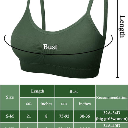 4 Pieces Bralette Neck Cami Bra Wireless Tank Top Bra Sports Bra for Women(Large-X-Large,Black, Dark Green, Brown, White)