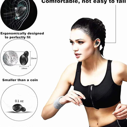 True Wireless Earbuds, TWS Stereo Waterproof Bluetooth Earphones with Charging Case, Built-In Mic for Iphone/Android