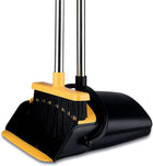 Broom and Dustpan Set for Home,  Dust Pan and Broom Comb, Broom with Dustpan Long Handle, Upright Standing Dustpan Broom Set for Home Room Kitchen Office Lobby Floor Use