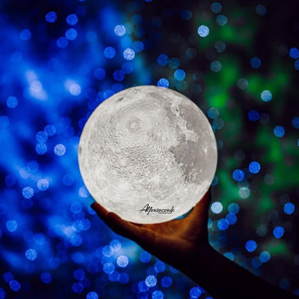 Moon Lamp, 5.9 Inch Moon Light 3D Printing Night Light 16 Colors Lunar Lamp with Remote/Touch Control and USB Rechargeable, Christmas Gift for Girls Kids Women Lover (White Hand Stand)