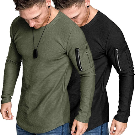 Mens 2 Pack Muscle Workout T Shirt Fitted Athletic Fashion Longline Hipster Hip Hop Tee Top