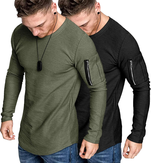 Mens 2 Pack Muscle Workout T Shirt Fitted Athletic Fashion Longline Hipster Hip Hop Tee Top