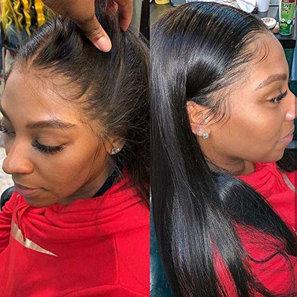 Straight Lace Front Wigs Human Hair HD Transparent 13X4 Lace Frontal Wigs for Black Women Human Hair Pre Plucked with Baby Hair Unprocessed Brazilian Virgin Hair Natural Color (Straight Wigs 18 Inch)