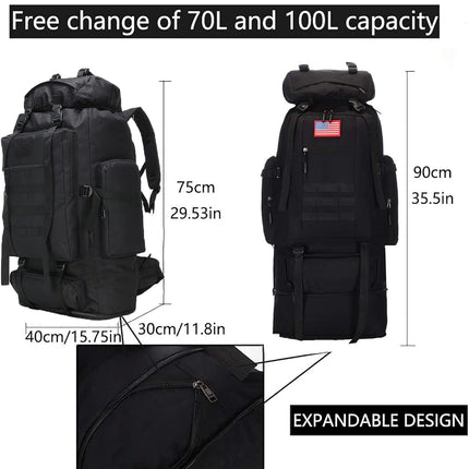 Hiking Backpack for Men 70L/100L Camping Backpack Military Rucksack Molle 3 Days Assault Pack for Climbing