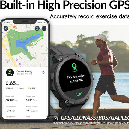 Running Watch, GPS Smart Watch That Record Your Pace, Heart Rate and More Exercise Data,100+ Sport Modes,Customized Plan,Waterproof,Bluetooth Calling,Alexa Built-In,Gps Watch for Men & Women