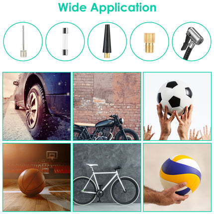 1Pc Portable Tire Inflator 120 PSI Maximum 90W Powered Tire Inflator With Digital Display LED Light Inflatable Nozzle Needle Fuse Air Compressor For Bikes Motorbikes Car Balls