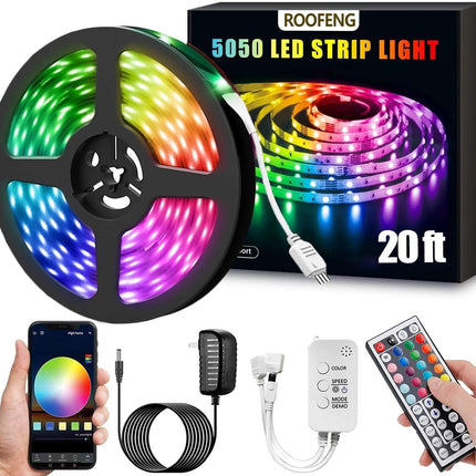 20 Ft LED Lights for Bedroom,Upgraded Led Strip Lights from 16.4Ft to 20Ft with Remote Color Changing LED Strip Lights(App+Ir Remote+Mic+Music Sync)