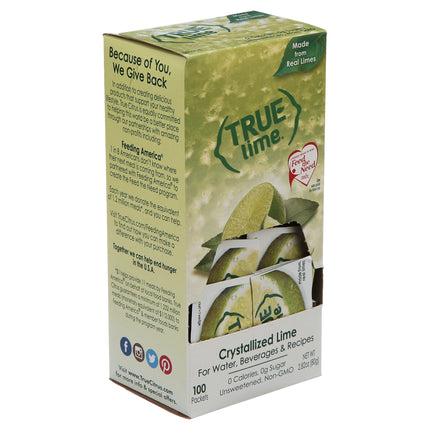 (100 Packets) True Lime Sugar Free, On-The-Go, Caffeine Free Powdered Drink Mix