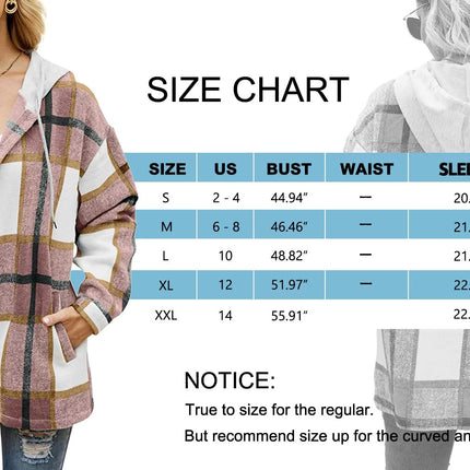 Flannel Shirts for Women Button down Plaid Shirt Hooded Shacket Jacket with Pocket