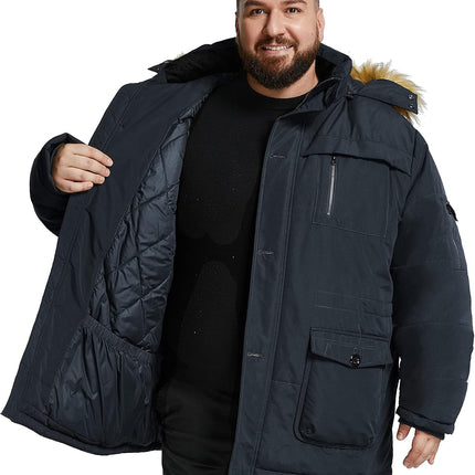 Men'S Big and Tall Winter Warm Heavy Hooded Parka Jacket