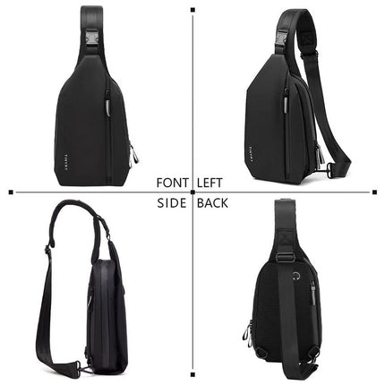 Crossbody Bag for Men Black Sling Bag anti Theft Waterproof Shoulder Backpack for Outdoor Hiking