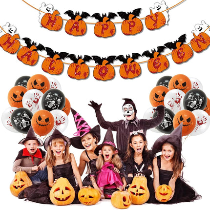 Halloween Party Decorations Supplies Kit 98 Pcs Include Balloons Birthday Cake Cupcake Toppers Stickers for Kids Indoor Outdoor Decor Boy Girls Adult (Pumpkin Theme Style) (082601)