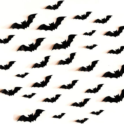 80Pcs 3D Bats Stickers, Halloween Party Supplies Waterproof Scary Bats Wall Decals DIY Home Window Decor, Removable Bats Stickers for Indoor Outdoor Halloween Wall Decorations